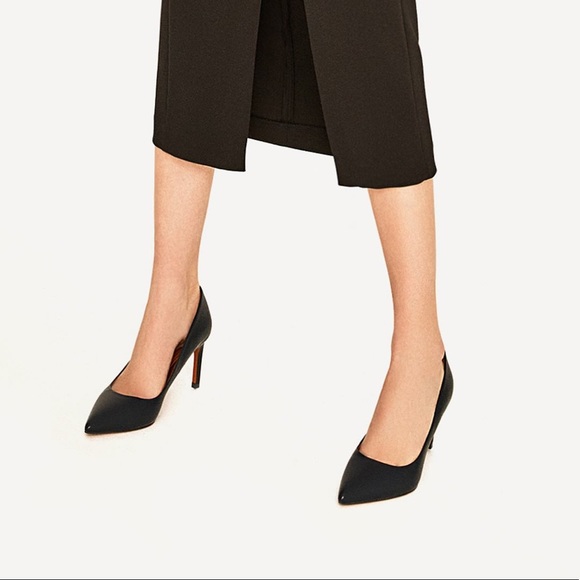 Zara navy blue leather high heel pumps - Picture 4 of 6